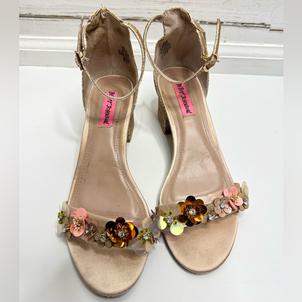 Betsey Johnson Adalee Glitter Block Heel Sandals